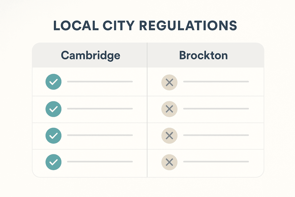 Local City Regulations in Cambridge and Brockton