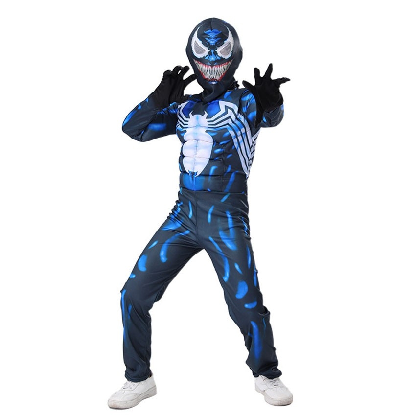 Venom Costume Kids Boys Superhero Muscle Jumpsuit Book Week Halloween Fancy Dress