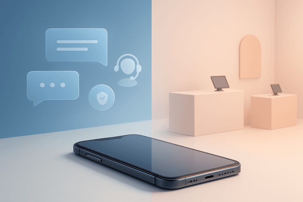 Comparison of smartphone support service online versus in-store