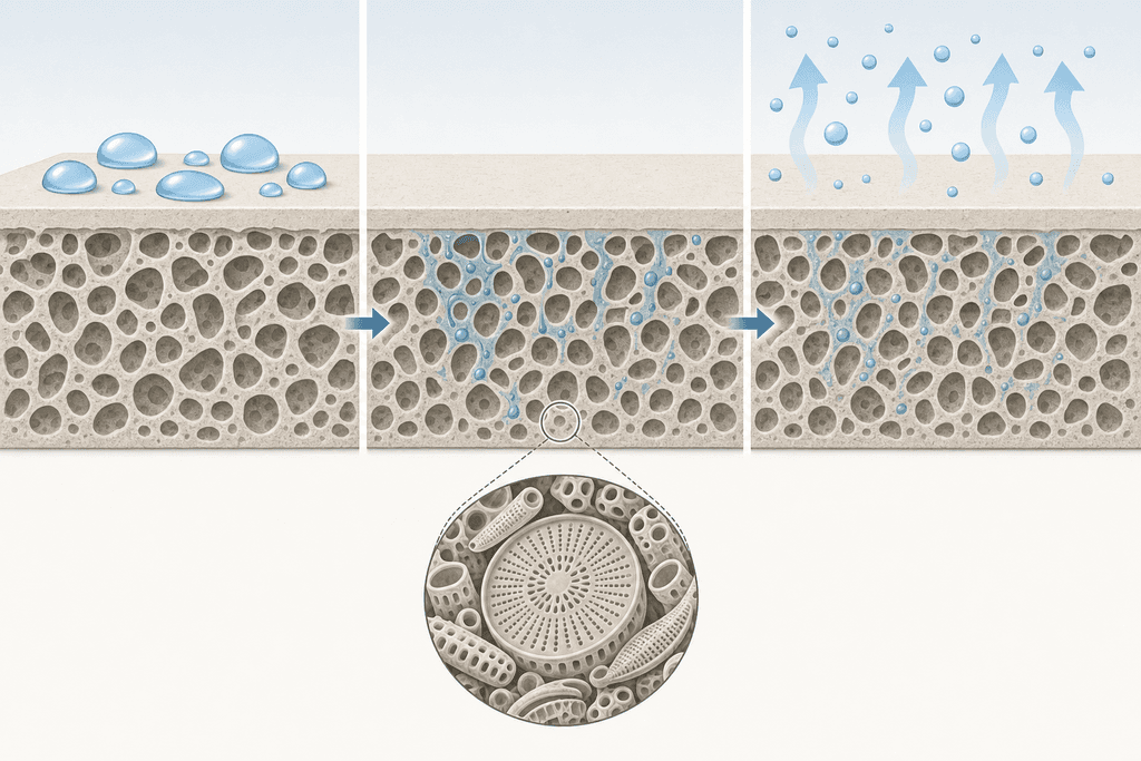 How Diatomite Stone Absorbs and Releases Moisture