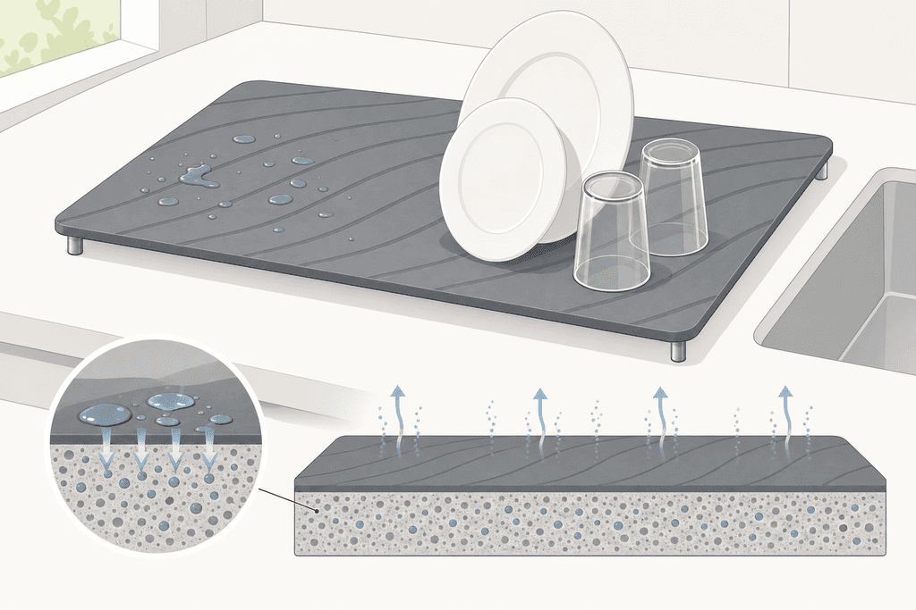 Stone drying mat absorbing water instantly