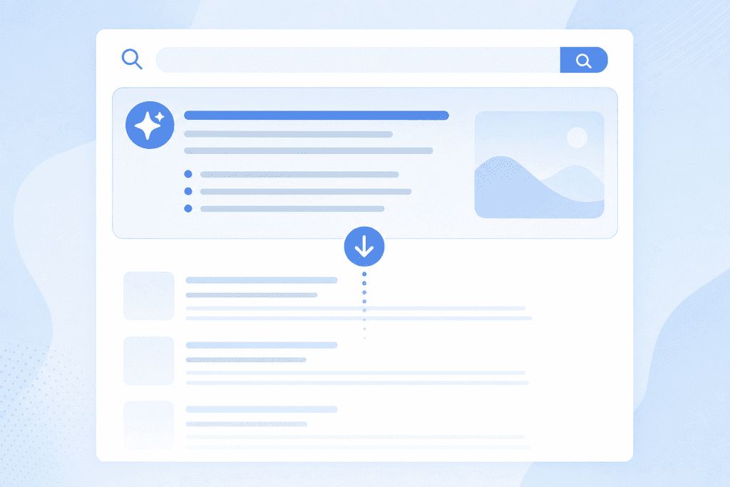 Search results page showing an answer box pushing website links lower down